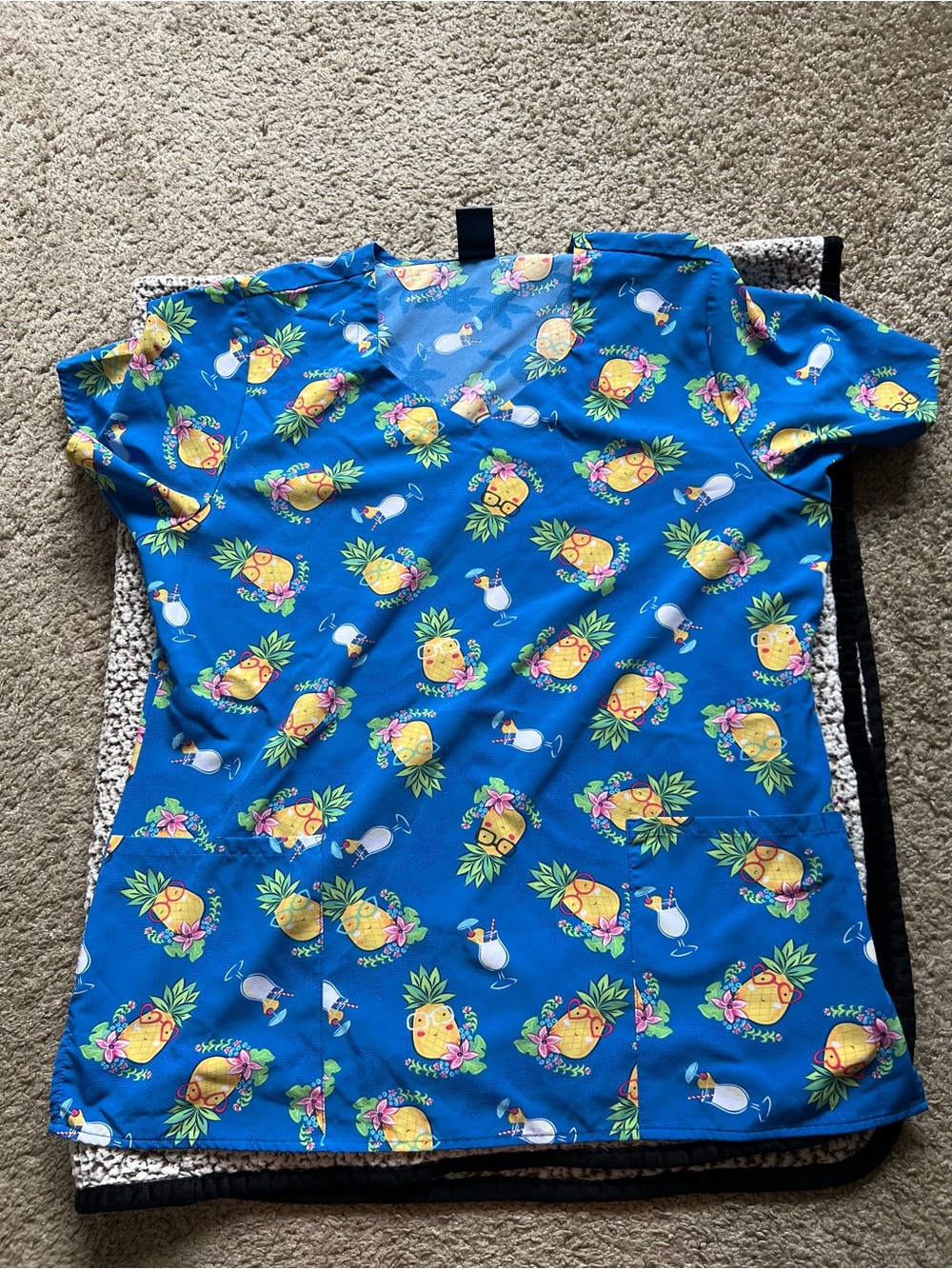 Women’s Blue Pineapple & Toucan Short Sleeve scrub top